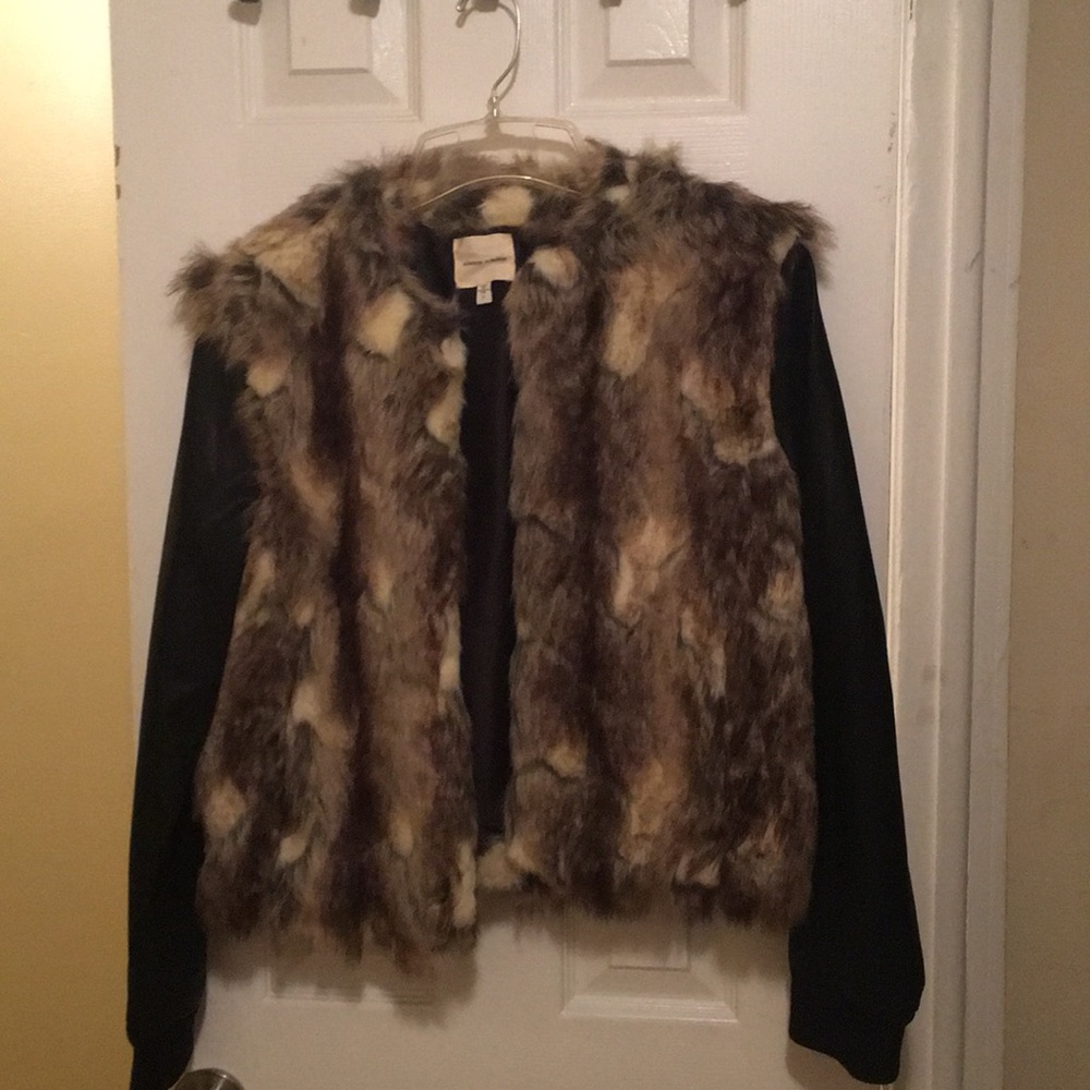 Silence and noise faux fur leather jacket